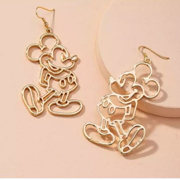 Mickey Mouse Disney World Cut Out Minimalist Dangle Trending Cute Gift Earrings - Picture 1 of 3